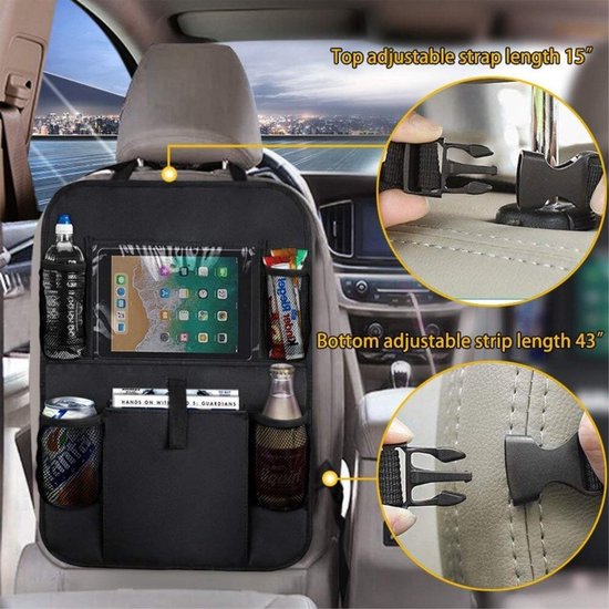 Oasins Set van 2 Luxe Autostoel Organizer - Waterafstotend Materiaal - Zwart - Tablet Houder - Auto-Organizer van Oasins