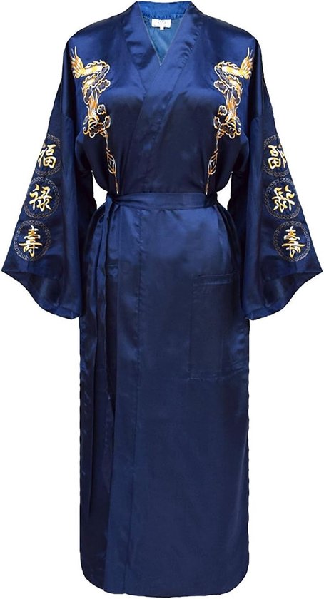 Ochtendjas badjas satijn zijden badjas kimono jurk draak borduurwerk Yukata Hakma Vintage