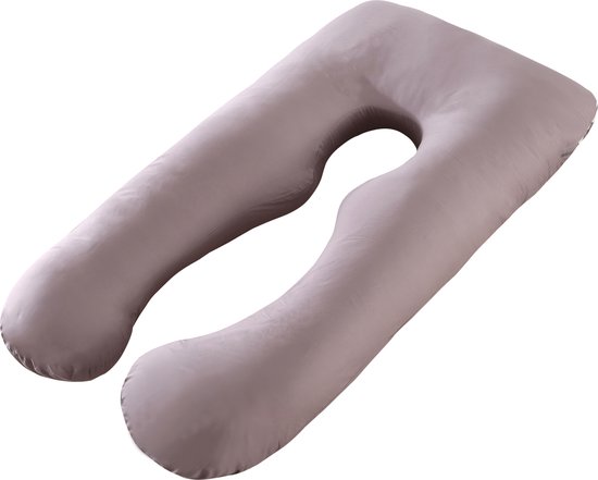 Oemmie Zwangerschapskussen - Voedingskussen - Zijslaapkussen - Lichaamskussen - Body Pillow - U-vorm - 140x80 cm - Grijs van Oemmie