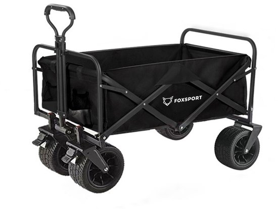 OFMOTRA Bolderkar - Opvouwbaar - Tot 100KG - Draaibare wielen - Inklapbare Bolderwagen/Transportwagen - Met duwstang - dubbele rem - 94 x 58 x 59 CM - Zwart van OFMOTRA