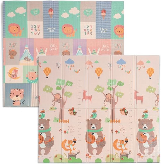 OFMOTRA Speelmat Baby - Speelkleed - Dubbelzijdige Speelmat Foam - Kruipmat - Opvouwbaar - Antislip en Waterafstotend - Beertjes -2 CM Dik-180 x 200 CM van OFMOTRA