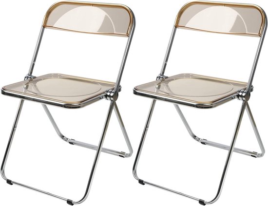 OHMG Pet Folding Chair Made of Transparent Metal Load Capacity 150 kg for Dining Room, Living Room, Garden, Entrance, Folding Chair for Indoor and Outdoor Use with Metal Frame