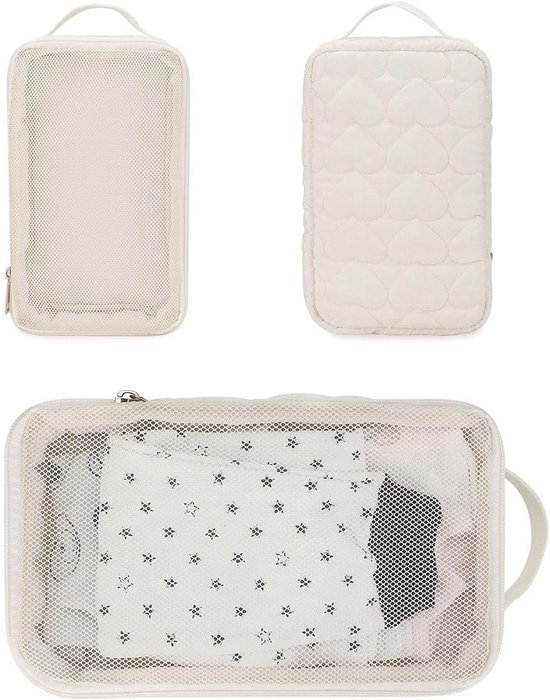 OIMG 2 stuks Baby Bag Organizer - Luiertas baby - verzorgingstas - Toilettas Was Storage case - Baby tas - Waterproof Travel Packing Case - Multiple Pockets - Compact Storage Solution-Voor Babykleding En Spullen Familie - wit van Merkloos