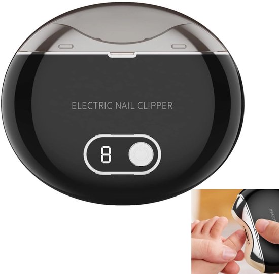 OIMG Elektrische nagelknipper - Met digitaal display - met LED - Stil - Automatische Nagelknipper - USB Oplaadbaar - Nagelverzorging - Geschikt voor vingers en tenen - Snelheid instelbaar - voor Baby/senioren/Volwassenen - zwart van Merkloos