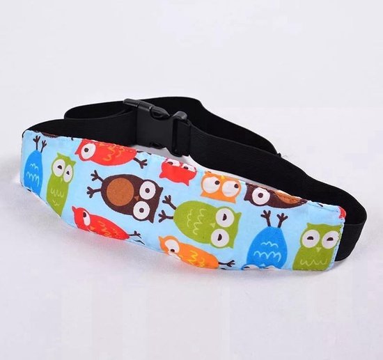 Okado Verstelbare Auto Hoofdband Kinderen met Uilprint – Hoofdsteun Band voor Autostoel en Kinderstoel – Reisaccessoire voor Autoritten