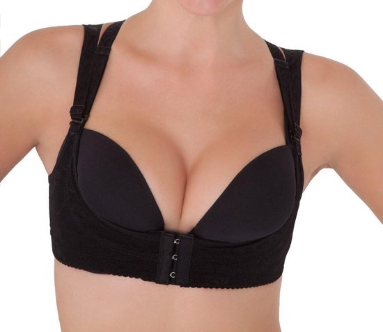 Oktoberfest dirndl push-up beha kwart-cup zwart/huidskleur, Maat S - XXL.
