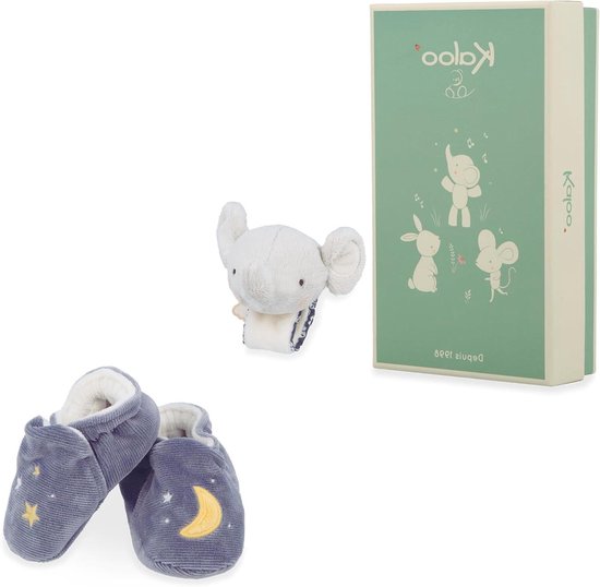 Olifant armband slofjes - Baby rammelaar set - Zintuigen prikkelen - Met ingebouwde belletjes - 3-9 maanden - Blauw