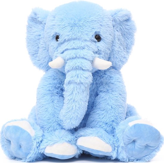 Olifant knuffel - Pluche dier - Kamerdecoratie - Extra zacht - 50 cm - Blauw