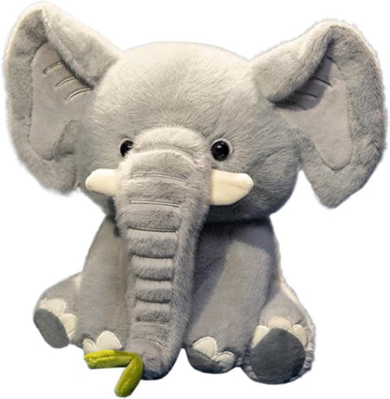 Olifant Knuffel - Zacht Dier Speelgoed - Knuffelen en Troosten - Hoogwaardig Pluche Materiaal - 25 cm Hoog - Grijs van Merkloos