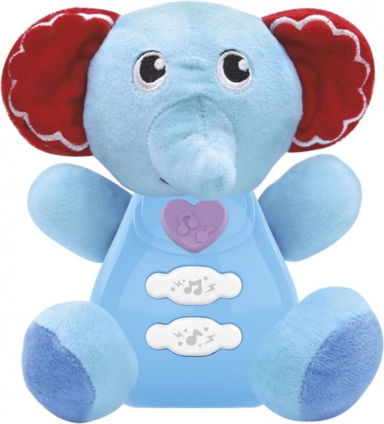 Olifant Knuffeldier met Licht en Geluid - Tachan - Blauwe Knuffel - Inclusief Batterijen van Olifant