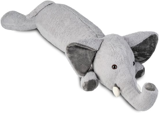 Olifant Knuffeldier - Nekrol Steunkussen - Kind Comfort - Zacht Pluche Materiaal - 55 cm - Grijs