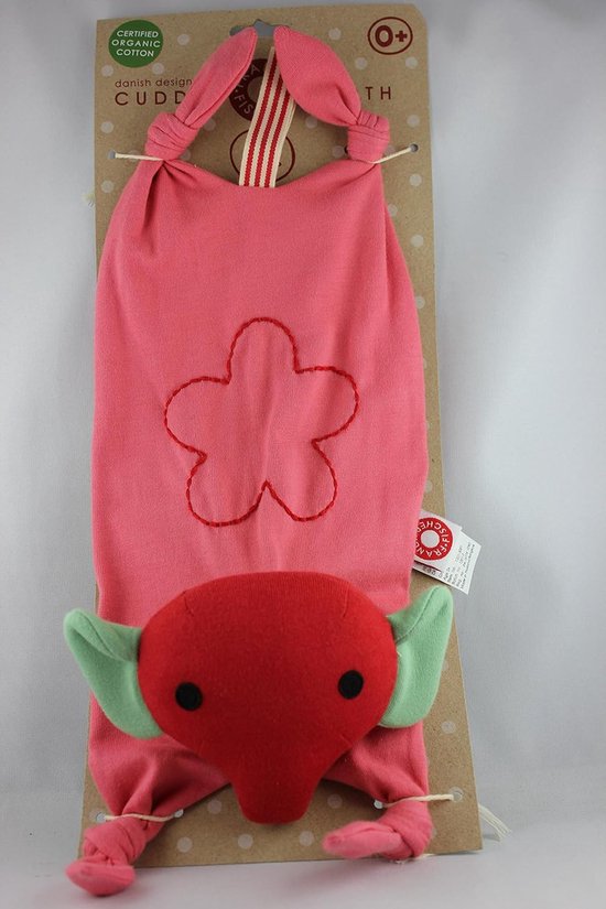 Olifant Knuffeldoek - Zacht Speelgoed - Baby Knuffelen - Biologisch Katoen - 18 x 7 x 35 cm - Roze van Merkloos