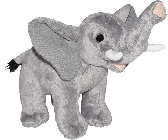 Olifant Pluche - Knuffeldier Dier - Spelen en Knuffelen - Realistisch Geluid - 20 cm - Grijs