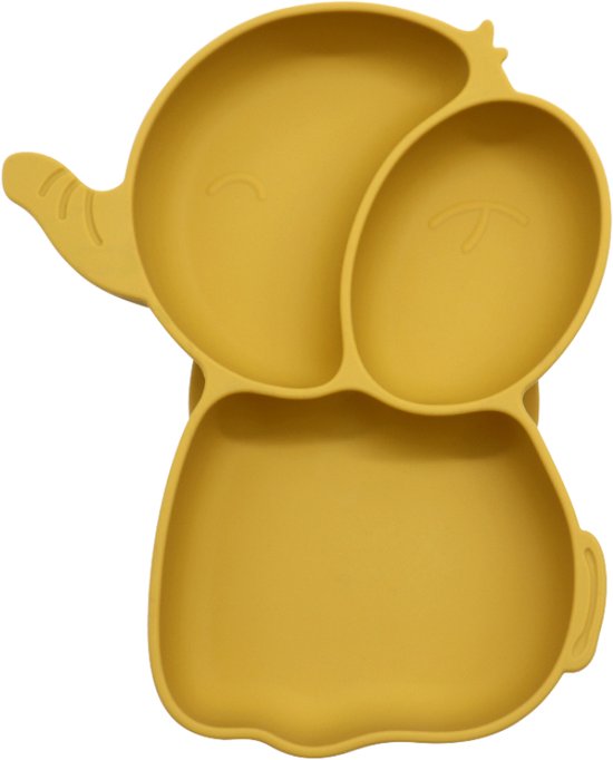Olifanten bord met zuignap (Mango) – Siliconen – Antislip – bord – Baby – Kind – Vanaf 6 maanden – Kinderservies van Olifant
