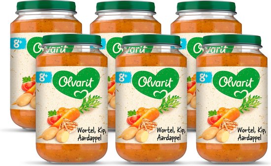 Olvarit Babymaaltijd 8+ Maanden – Wortel Kip Aardappel – 6 x 200g van Merkloos