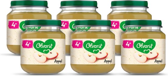 Olvarit Fruithapje 4+ Maanden - Appel - 6 x 125g van Olvarit