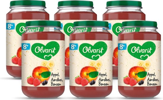 Olvarit Fruithapje 8+ Maanden – Appel Aardbei Banaan – 6 x 200g van Olvarit