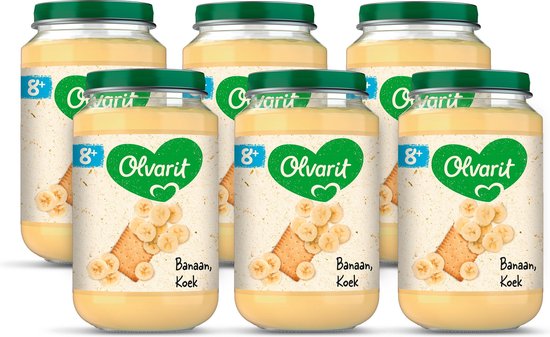 Olvarit Fruithapje 8+ Maanden – Banaan Koek - 6 x 200g van Olvarit