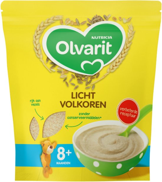 Olvarit Ontbijtpap Licht Volkoren - geschikt vanaf 8+ maanden van Olvarit