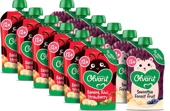 Olvarit Variatiemenu Knijpfruit 12+ Maanden - 2 smaken - 12 x 100g van Merkloos