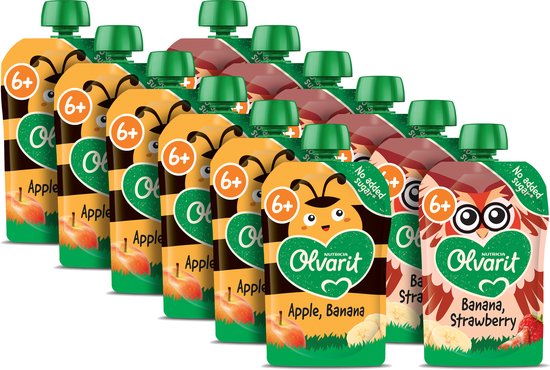 Olvarit Variatiemenu Knijpfruit 6+ Maanden - 2 smaken - 12 x 100g van Merkloos