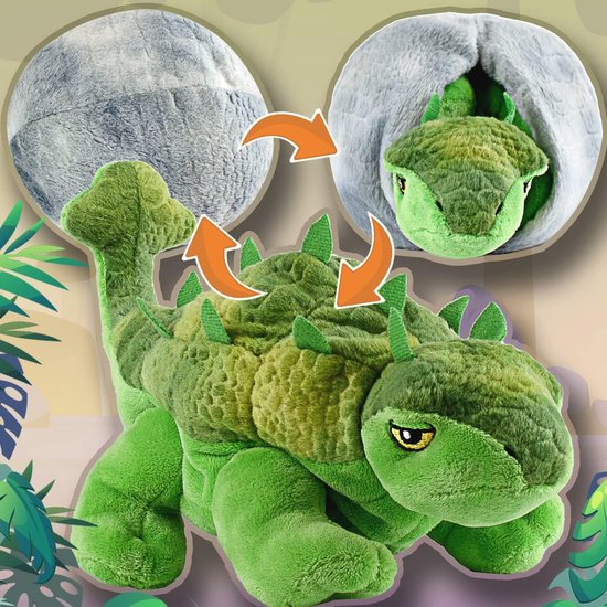 Omkeerbaar 2 in 1 Knuffeldier Dino - Pluche Ankylosaurus