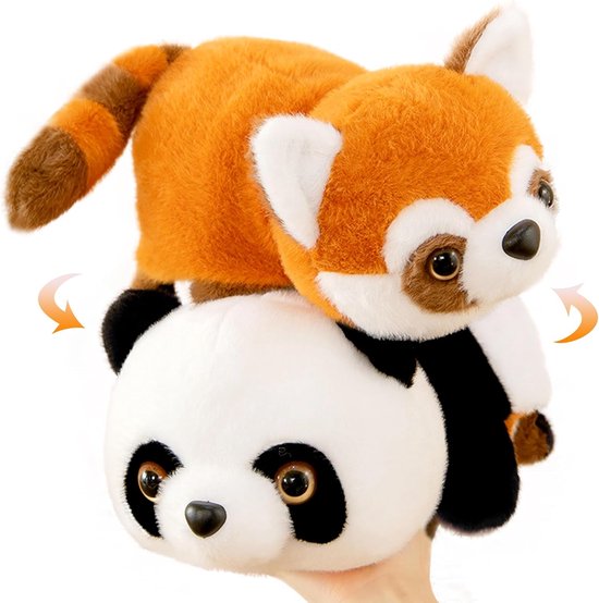 Omkeerbaar Pluche Dier - Dubbelzijdig Knuffel - Spelen en Decoratie - Creatief 2-in-1 Ontwerp - 35 cm - Panda