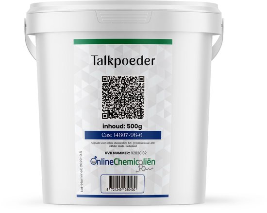 Online chemicaliën Talkpoeder 500 gram – Talkpoeder Volwassenen – Huidverzorging voor hem en haar – talkpoeder ongeparfumeerd – Talk poeder kopen onbewerkt van Online Chemicaliën