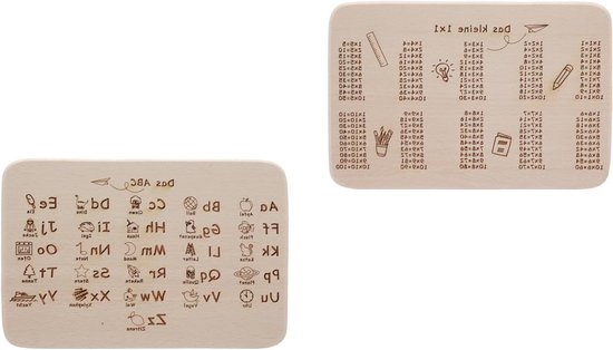 Ontbijtplank set - Leerplankjes - Spelend leren - FSC Beukenhout - 22 x 14 cm - Houtkleur