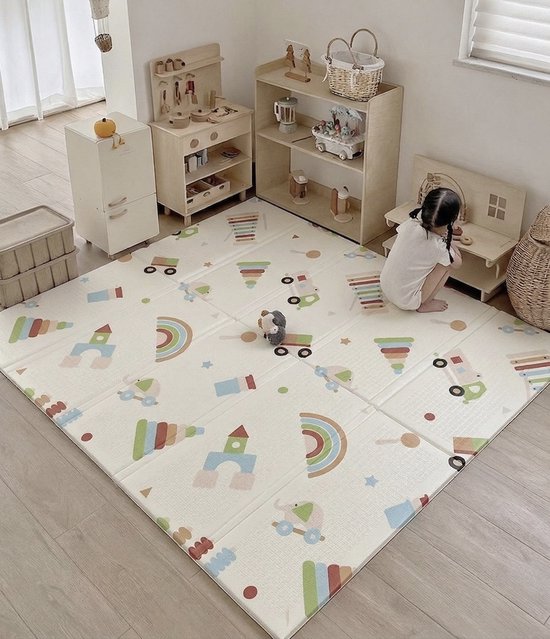 OODBLUE XL Baby Speelmat 200x180 cm – Extra Dik 2 cm – Opvouwbaar – Dubbelzijdig – XPE Foam – Waterdicht – Antislip – Baby Speelkleed – Racebaan Speelmat – Educatieve Speelmat van Merkloos