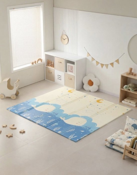 OODBLUE XL Baby Speelmat 200x180 cm – Extra Dik 2 cm – Opvouwbaar – Dubbelzijdig – XPE Foam – Waterdicht – Antislip – Kruipmat Baby – Speelkleed Peuter