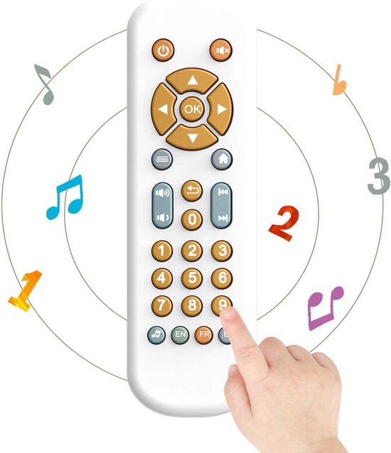 Op afstand bedienbaar muziekspeelgoed voor baby's vanaf 6 maanden – muziekspeelgoed voor vroege ontwikkeling, met taalopties Engels/Frans/Spaans, op Montessori geïnspireerd speelgoed, ideaal kraamcadeau - Wit