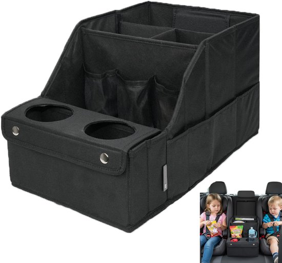 Opbergbox voor de kofferbak van de auto - Organizer tas voor de autostoel - Opvouwbare opbergtas voor in de auto - Zwart - Opvouwbare kofferbak organizer tas