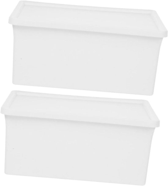 Opbergdozen Waspoeder - Dispenser Bakken - Wasruimte Organiseren - Beschermd Deksel - 2 Stuks - Wit