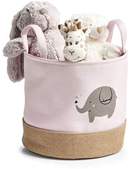 Opbergmand Olifant voor Kinderen - Roze Polyester/Jute Ø 30 x 29 cm