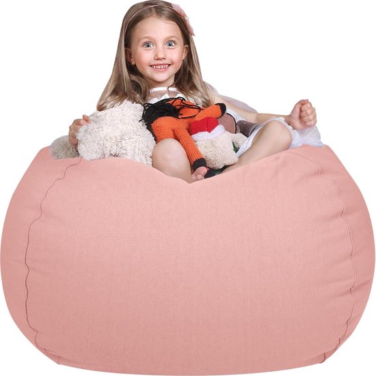 Opbergzak Knuffels - Poef Knuffelopberger - Knuffels Opbergen - Grote Capaciteit - XXL - Roze
