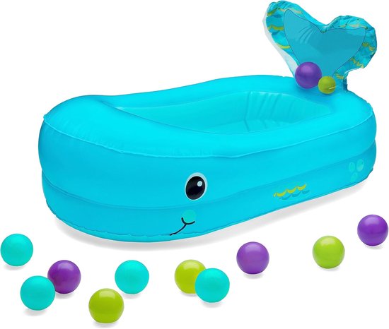 Opblaasbaar Baby Bad met Walvisdesign - Spetterplezier met 10 Drijvende Ballen en Warmte-indicator