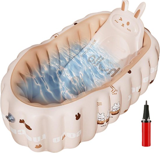 Opblaasbaar Babybad - Draagbaar Badje - Veilig Baden - Anti-slip Zitje - 90 cm - Konijn