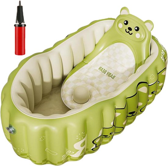 Opblaasbaar Babybad - Draagbaar Opblaasbad - Baby Verzorgen - Met Antislip Zitting - 90 x 58 cm - Beer