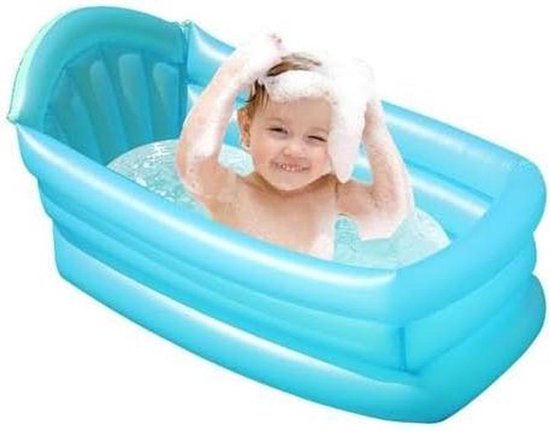 Opblaasbaar babybad - Draagbaar peuterbad - Veilig badplezier - Drielaags verdikt ontwerp - 78 x 48 x 33 cm - Blauw