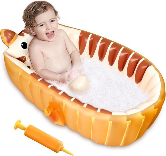 Opblaasbaar babybad - Kinderbad douchebak - Veilig badderen - Ergonomisch antislip ontwerp - Voor 0-5 jaar - Oranje