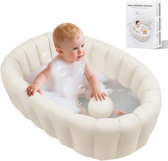 Opblaasbaar Babybadje - Draagbaar Reisbad Pasgeborenen - Baby Veilig Baden - Ergonomische Rugsteun - 74 x 50 x 37 cm