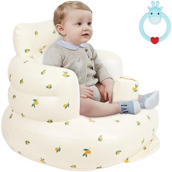 Opblaasbaar Babyzitje met Geïntegreerde Luchtpomp - Multifunctionele Rugsteunstoel voor Baby's vanaf 3 Maanden tot 27 kg - Ideaal voor Voeden, Zitten, Leren, Reizen en Kamperen van Merkloos