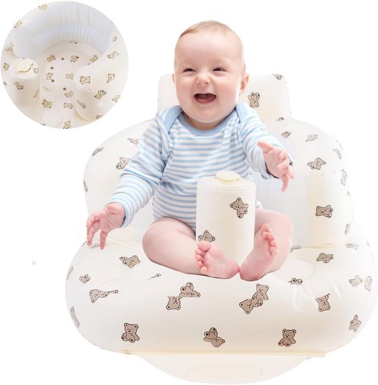 Opblaasbaar babyzitje met rug- en neksteun voor 3-36 maanden - Draagbare babyzithulp met ingebouwde luchtpomp
