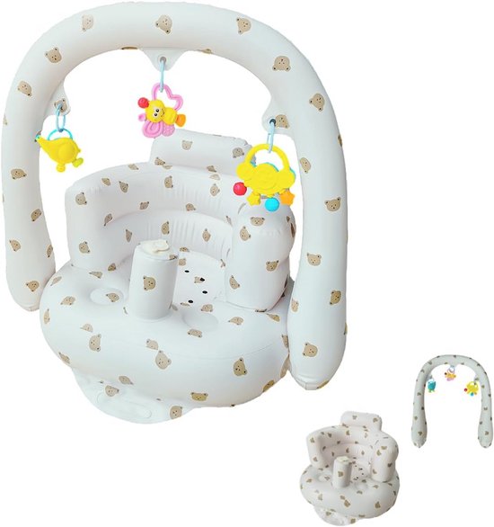 Opblaasbaar babyzitje met rugsteun en ingebouwde luchtpomp voor baby's van 4-24 maanden