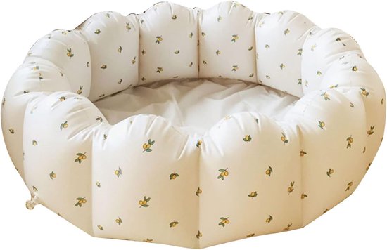 Opblaasbaar babyzitje voor baby's van 3–36 maanden – Vloerstoel met zitondersteuning, ingebouwde luchtpomp, extra brede basis en kantelbeveiliging – Babyfauteuil om in te zitten en te voeden – Beer