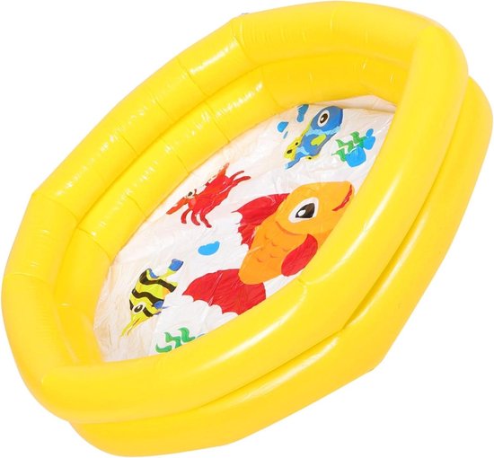 Opblaasbaar Babyzwembad - Kinderbad Peuterbad - Zomerse Waterspelen - Draagbaar Speelgoed - 60x60x16 cm - Geel