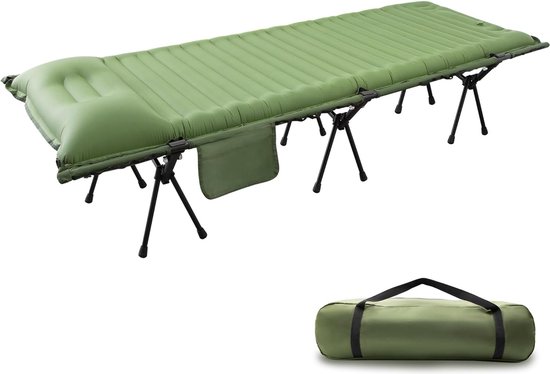 Opblaasbaar campingbed, lichte veldbedden met luchtmatras en frame van aluminiumlegering, voor camping, reizen, strand, tuin, logeerbed, druk op om op te blazen van FE Active