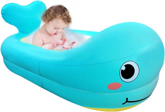 Opblaasbaar Kinderbad - Draagbaar Babyzwembad - Waterpret Thuis - Antislip Bodem - 80x50x25 cm - Walvis
