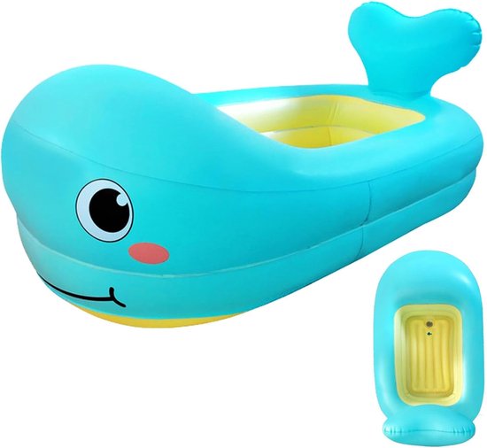 Opblaasbaar Kinderbad - Peuterbadje Walvis - Veilig Spelen - Antislip Bodem - 80 x 50 cm - Blauw